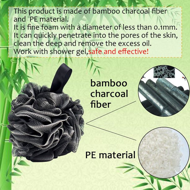 Bola de baño de carbón de bambú, esponja para ducha, producto, malla elástica suave, Bola de ducha colgante, 1 ud.